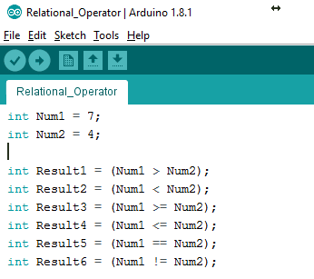 Arduino IDE Relational Operators