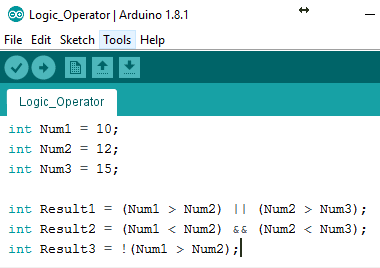 Arduino IDE Logical Operators
