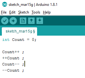 Arduino IDE Increment Decrement Operator