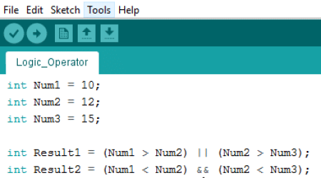 Arduino IDE Logical Operators